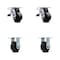 Service Caster 4 Inch Polyolefin Caster Set with Roller Bearings 4 Brake 2 Swivel Lock SCC SCC-TTL30S420-POR-2-R420-2 - alternate 1